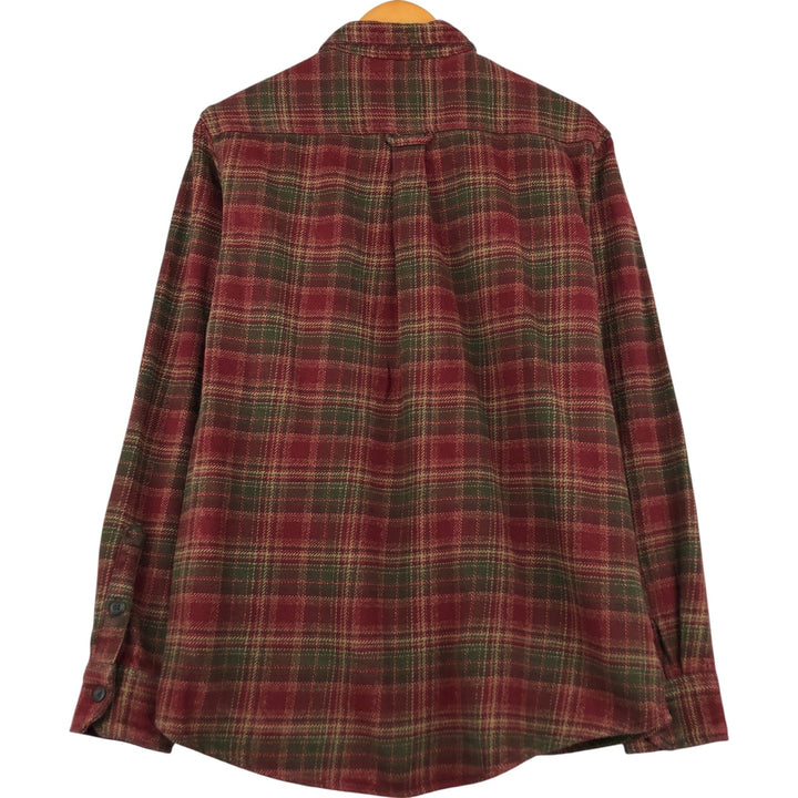 Orvis Men's Medium Long Sleeve Flannel Check Shirt, Heavyweight cotton red type Vintage Second Hand