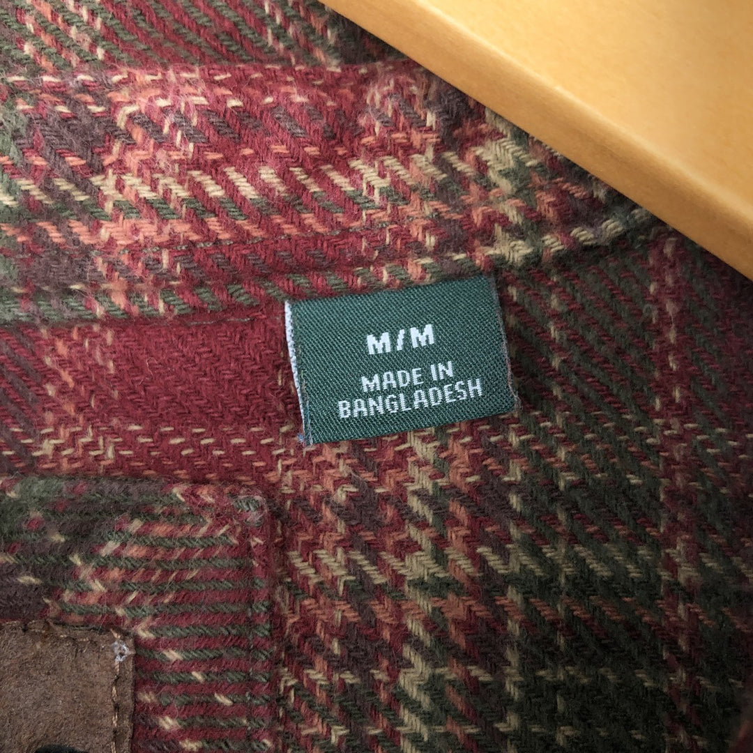 Orvis Men's Medium Long Sleeve Flannel Check Shirt, Heavyweight cotton red type Vintage Second Hand