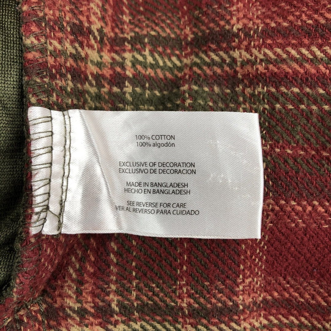 Orvis Men's Medium Long Sleeve Flannel Check Shirt, Heavyweight cotton red type Vintage Second Hand