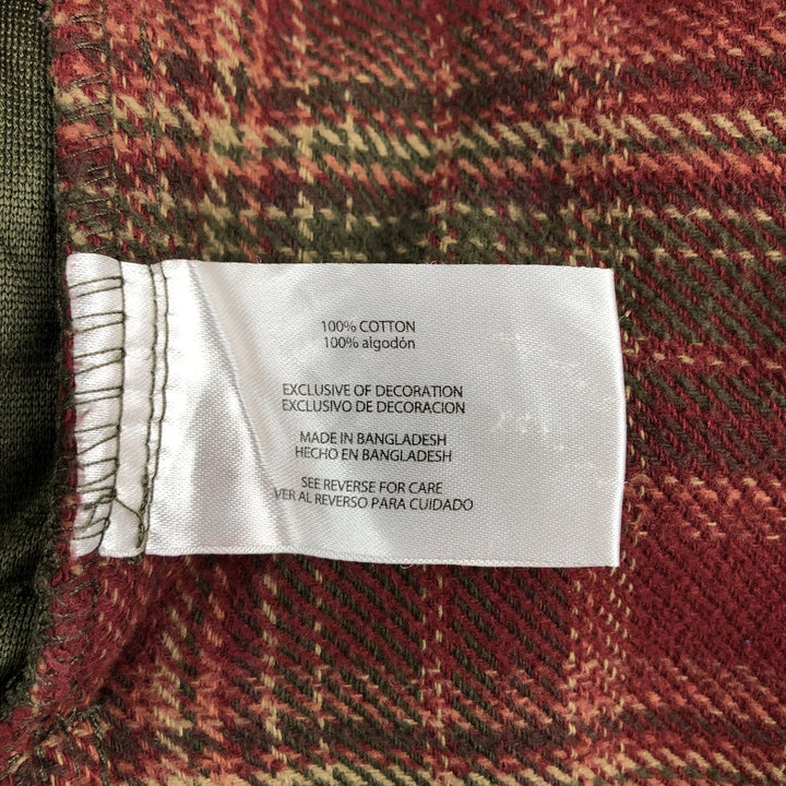 Orvis Men's Medium Long Sleeve Flannel Check Shirt, Heavyweight cotton red type Vintage Second Hand