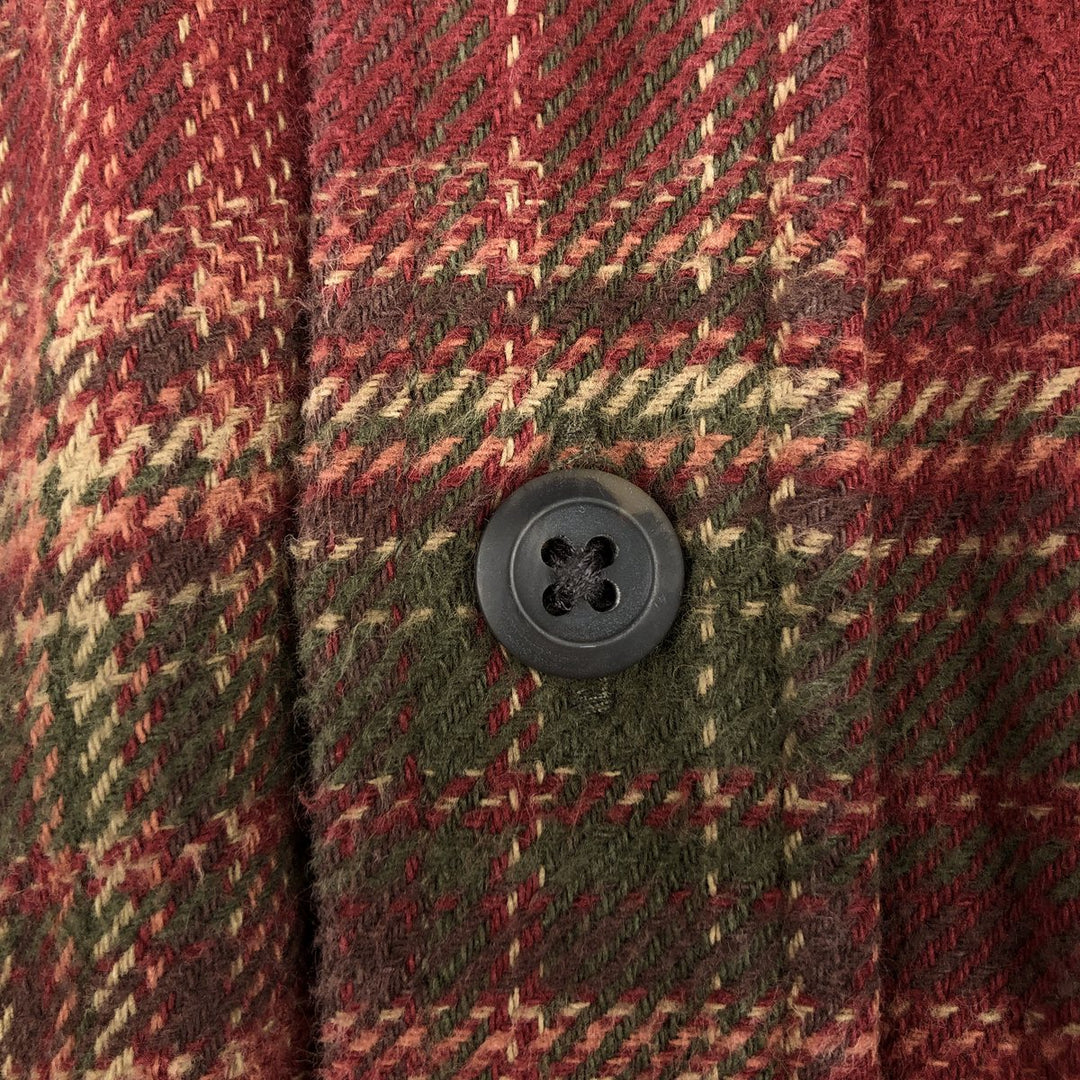 Orvis Men's Medium Long Sleeve Flannel Check Shirt, Heavyweight cotton red type Vintage Second Hand