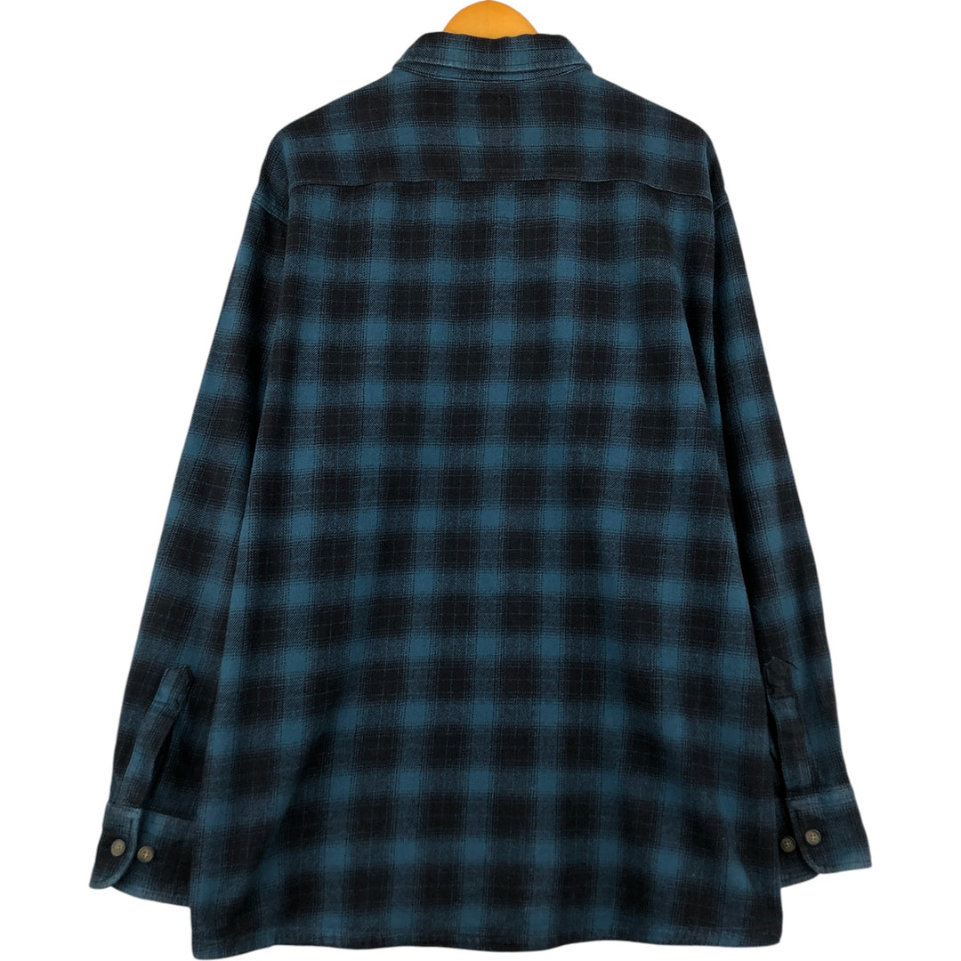 Dickies Ombre Check Long Sleeve Flannel Check Shirt, Men's XXL cotton blue type Vintage Second Hand