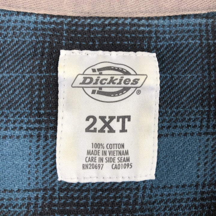 Dickies Ombre Check Long Sleeve Flannel Check Shirt, Men's XXL cotton blue type Vintage Second Hand