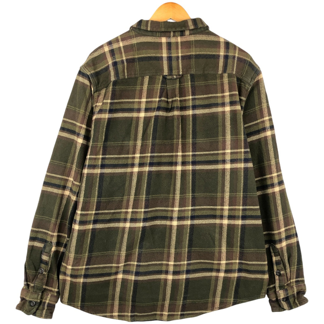 ORVIS Long Sleeve Flannel Check Shirt, Men's XL Size cotton Khaki type Vintage Second Hand