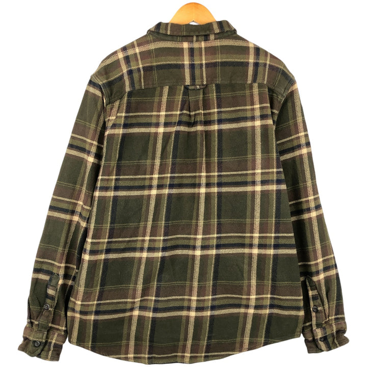 ORVIS Long Sleeve Flannel Check Shirt, Men's XL Size cotton Khaki type Vintage Second Hand
