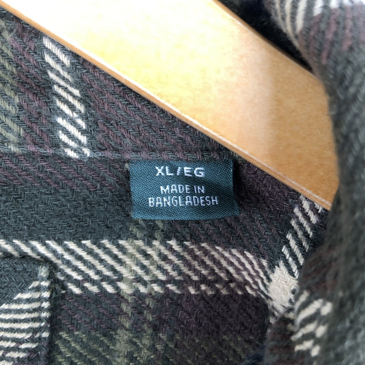 ORVIS Long Sleeve Flannel Check Shirt, Men's XL Size cotton Khaki type Vintage Second Hand