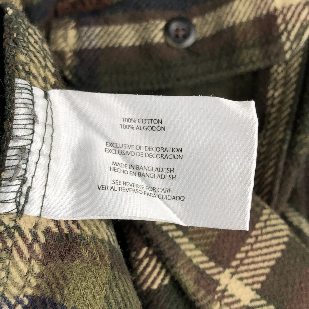 ORVIS Long Sleeve Flannel Check Shirt, Men's XL Size cotton Khaki type Vintage Second Hand