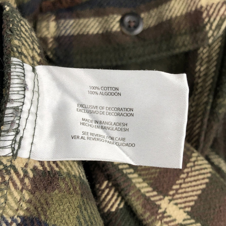ORVIS Long Sleeve Flannel Check Shirt, Men's XL Size cotton Khaki type Vintage Second Hand