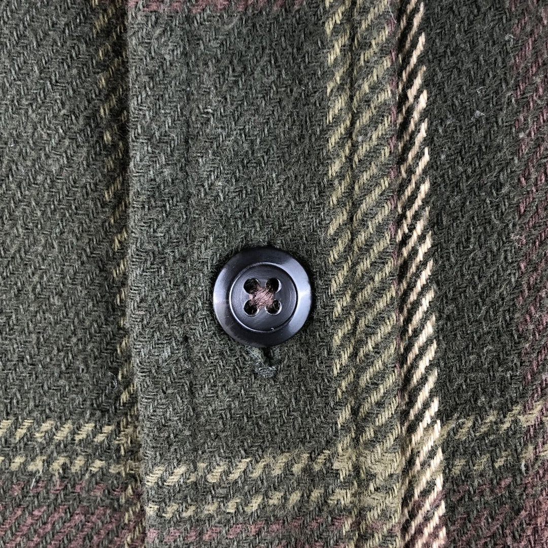 ORVIS Long Sleeve Flannel Check Shirt, Men's XL Size cotton Khaki type Vintage Second Hand