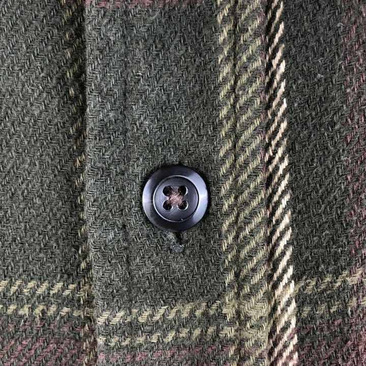 ORVIS Long Sleeve Flannel Check Shirt, Men's XL Size cotton Khaki type Vintage Second Hand