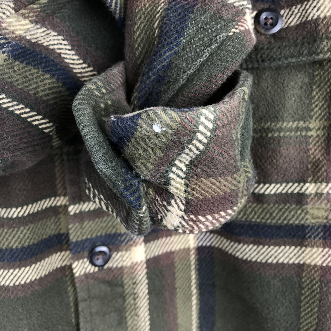 ORVIS Long Sleeve Flannel Check Shirt, Men's XL Size cotton Khaki type Vintage Second Hand