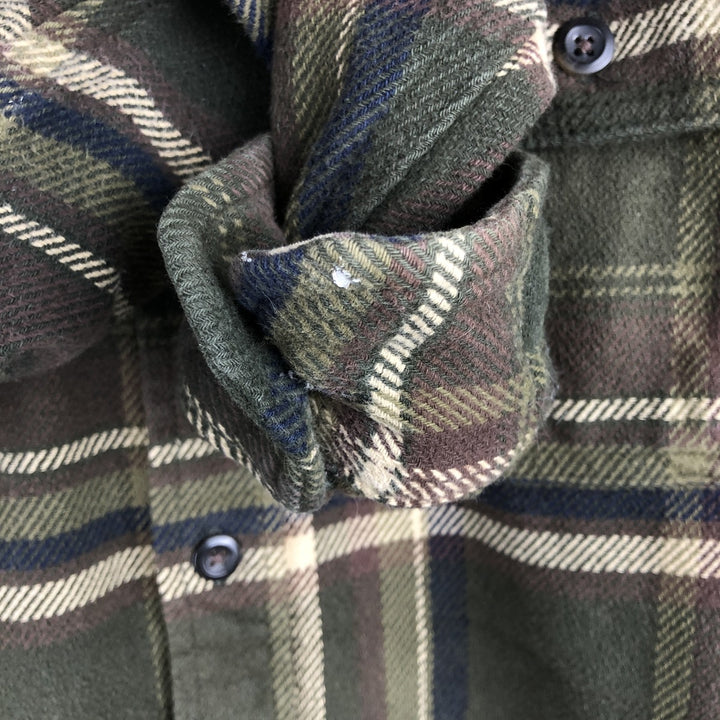 ORVIS Long Sleeve Flannel Check Shirt, Men's XL Size cotton Khaki type Vintage Second Hand