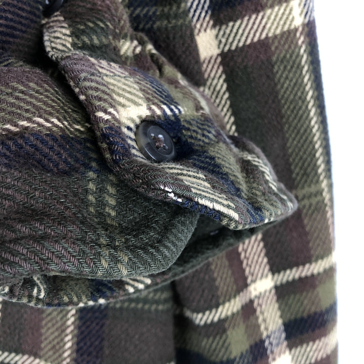 ORVIS Long Sleeve Flannel Check Shirt, Men's XL Size cotton Khaki type Vintage Second Hand