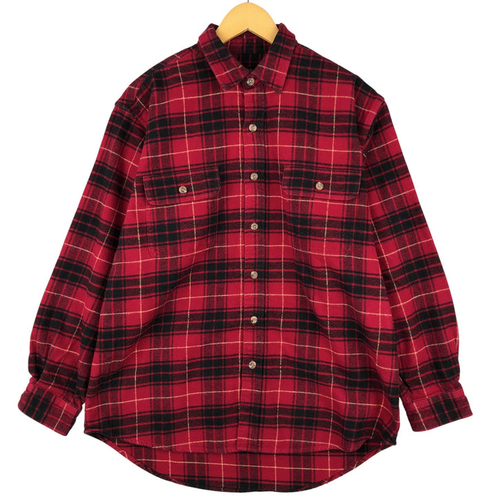 FIELD AND STREAM Long Sleeve Flannel Check Shirt, Men's Size L cotton red type Vintage Second Hand