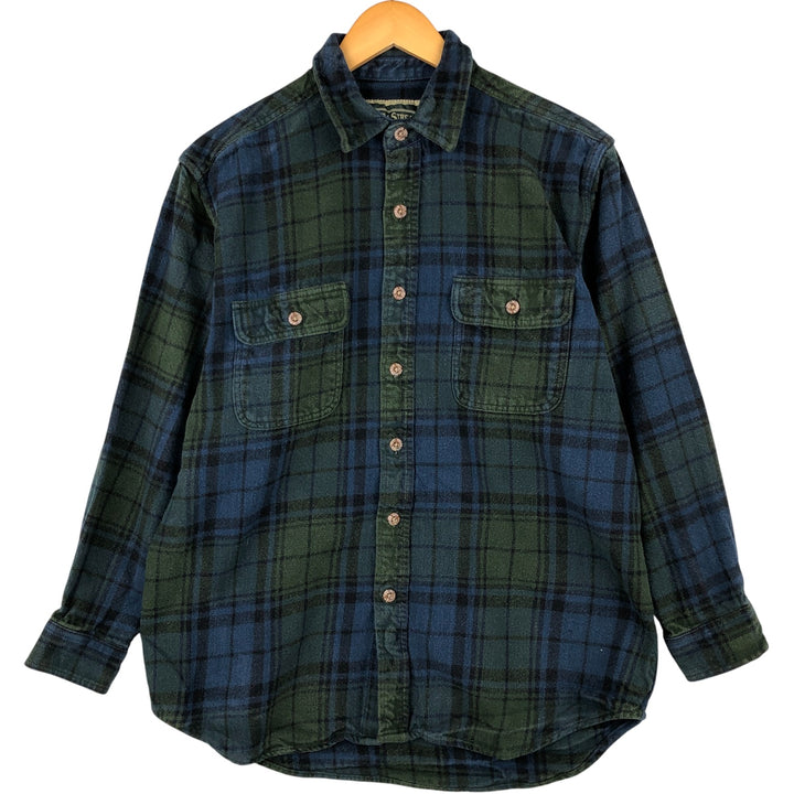 FIELD AND STREAM Long Sleeve Flannel Check Shirt, Men's Size L cotton Green type dark green Vintage Second Hand