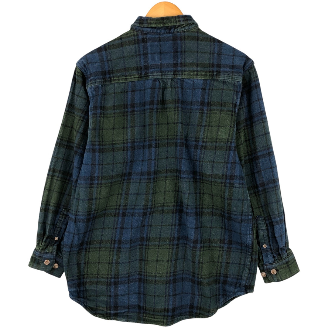 FIELD AND STREAM Long Sleeve Flannel Check Shirt, Men's Size L cotton Green type dark green Vintage Second Hand