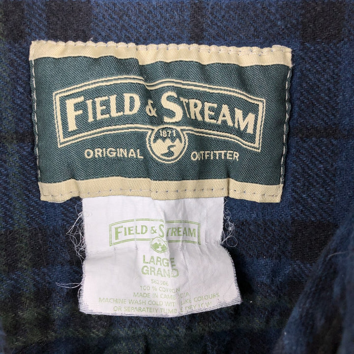 FIELD AND STREAM Long Sleeve Flannel Check Shirt, Men's Size L cotton Green type dark green Vintage Second Hand