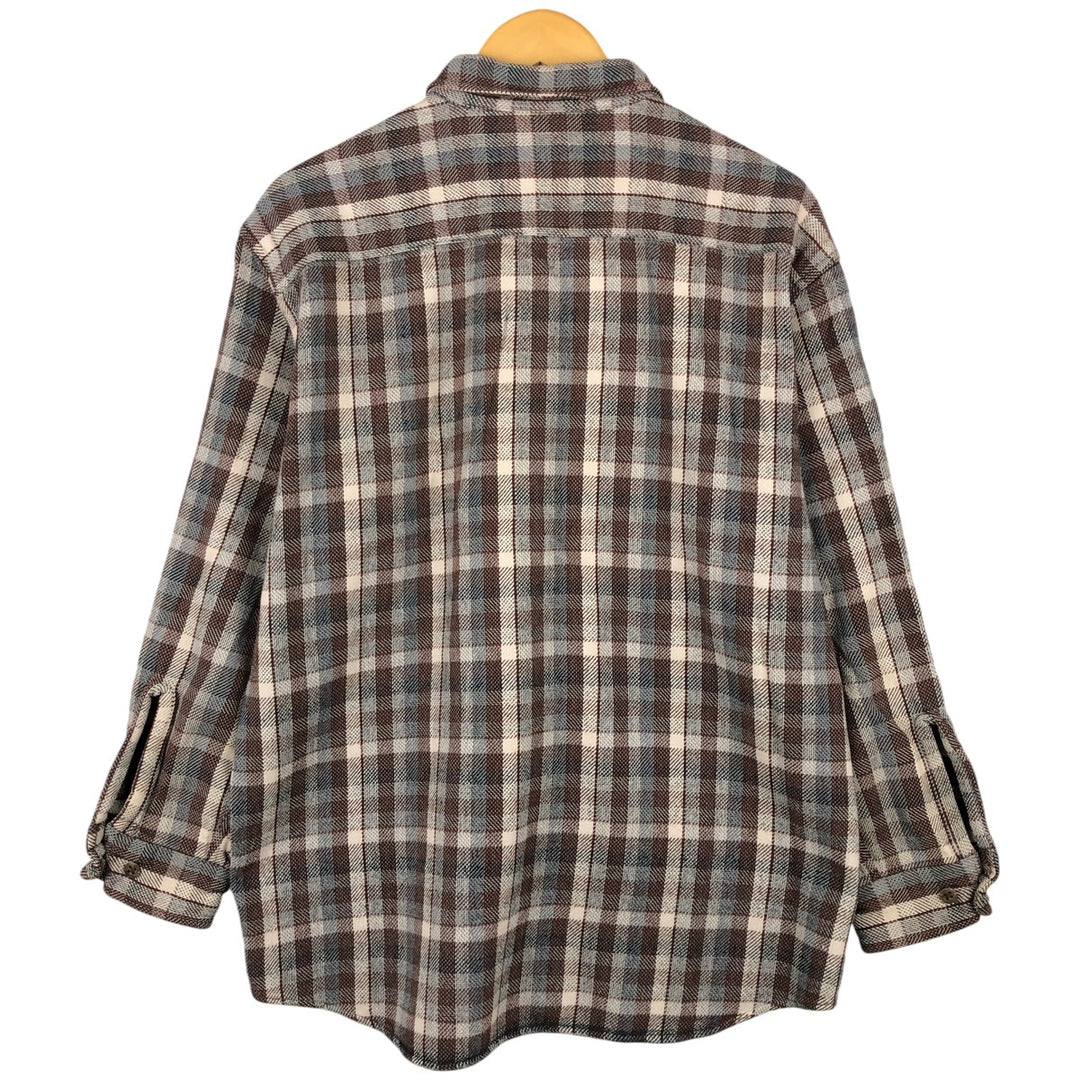 St. John's Bay Long Sleeve Flannel Check Shirt, Men's Size L cotton brown type Vintage Second Hand