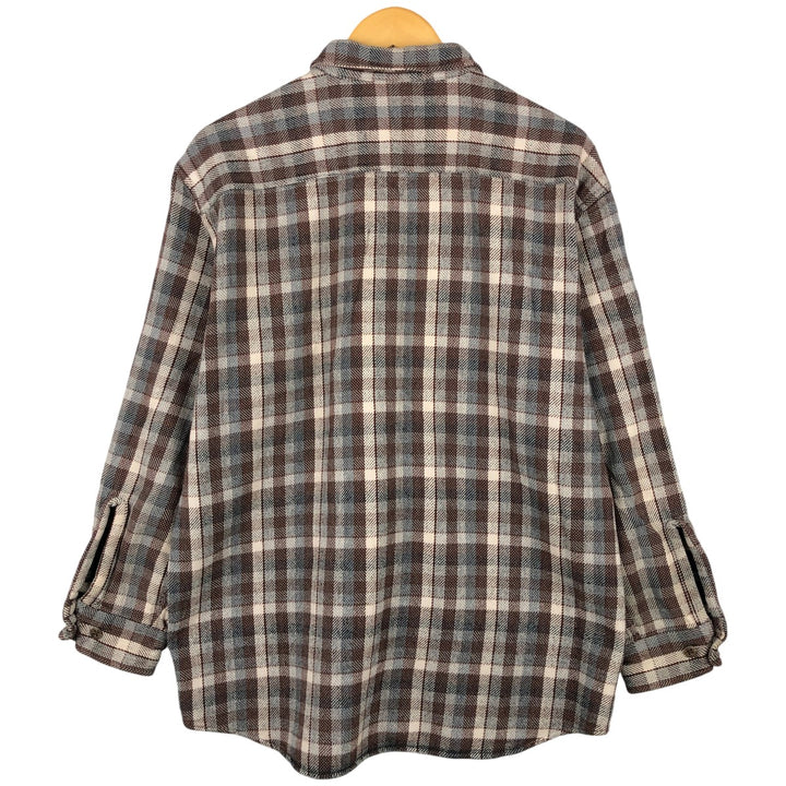 St. John's Bay Long Sleeve Flannel Check Shirt, Men's Size L cotton brown type Vintage Second Hand