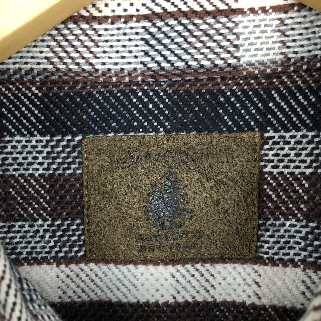 St. John's Bay Long Sleeve Flannel Check Shirt, Men's Size L cotton brown type Vintage Second Hand