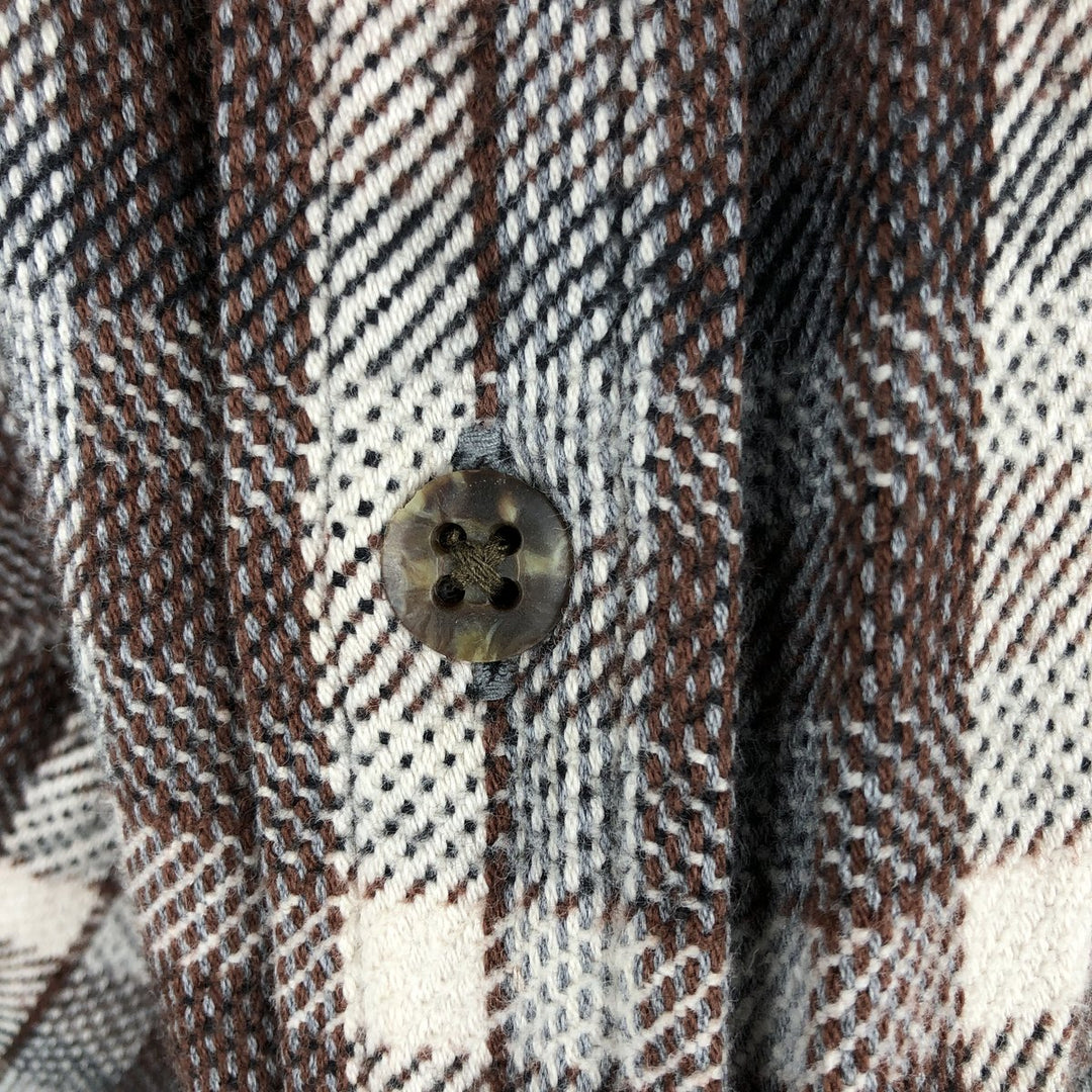 St. John's Bay Long Sleeve Flannel Check Shirt, Men's Size L cotton brown type Vintage Second Hand