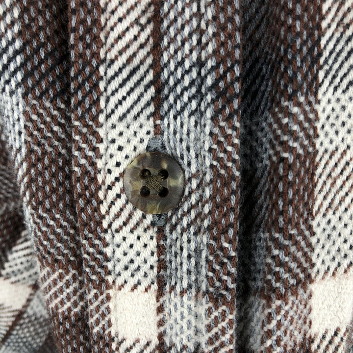 St. John's Bay Long Sleeve Flannel Check Shirt, Men's Size L cotton brown type Vintage Second Hand