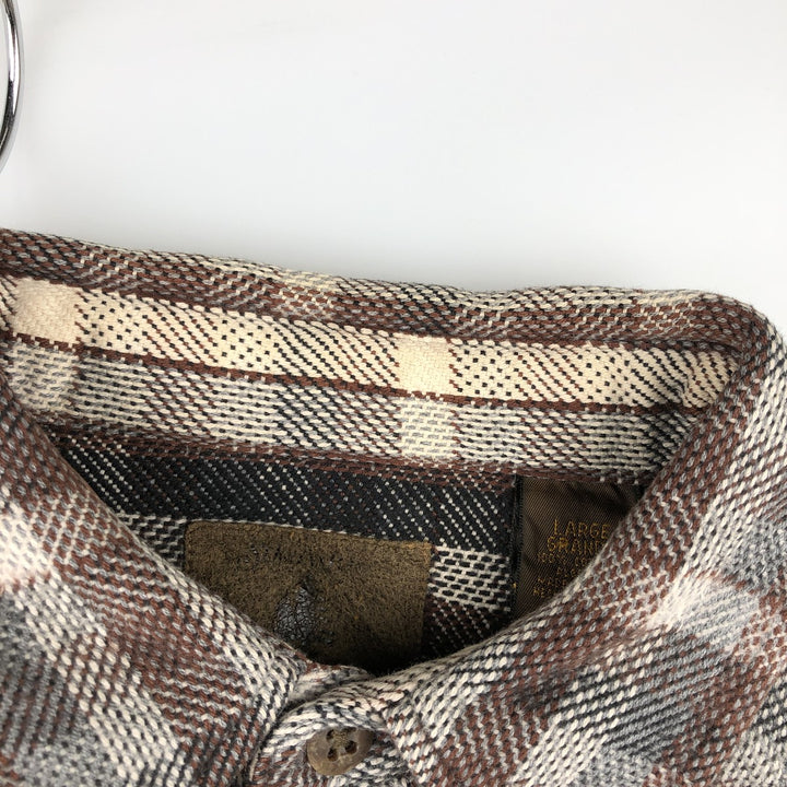 St. John's Bay Long Sleeve Flannel Check Shirt, Men's Size L cotton brown type Vintage Second Hand
