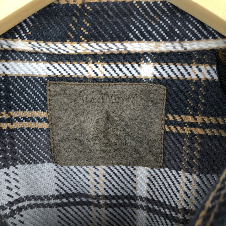 90'S St. John's Bay Check Pattern Long Sleeve Button-Down Heavy Flannel Shirt, Men's Size XL cotton gray type Vintage Second Hand