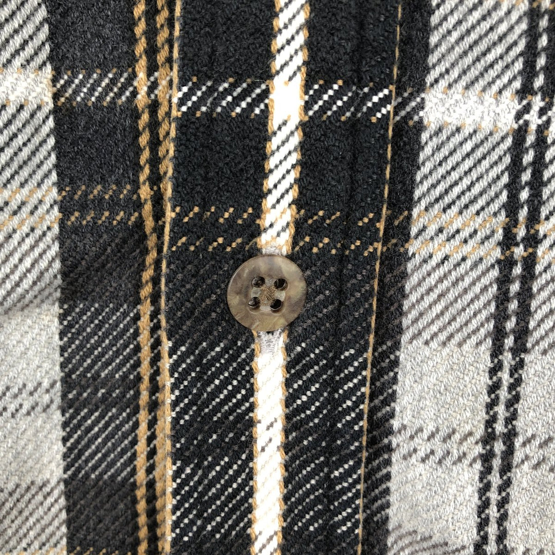 90'S St. John's Bay Check Pattern Long Sleeve Button-Down Heavy Flannel Shirt, Men's Size XL cotton gray type Vintage Second Hand