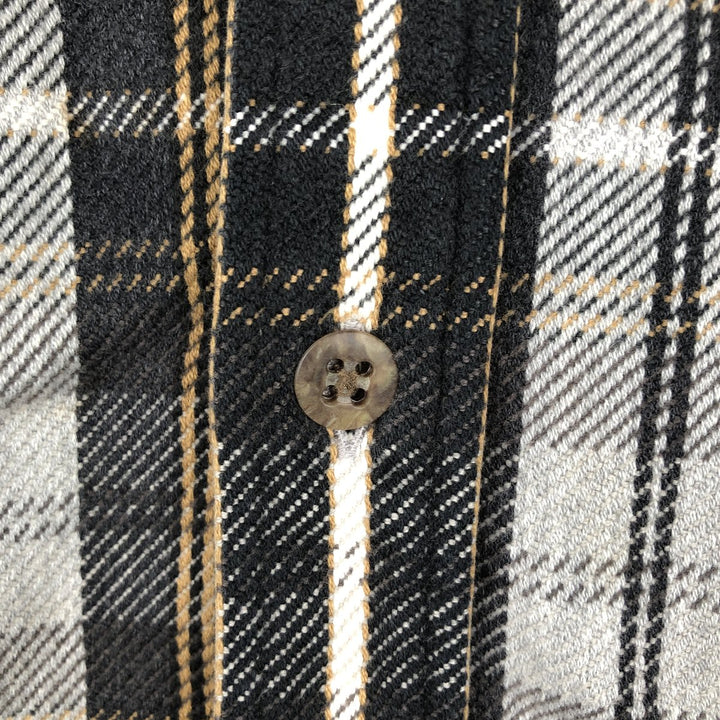 90'S St. John's Bay Check Pattern Long Sleeve Button-Down Heavy Flannel Shirt, Men's Size XL cotton gray type Vintage Second Hand