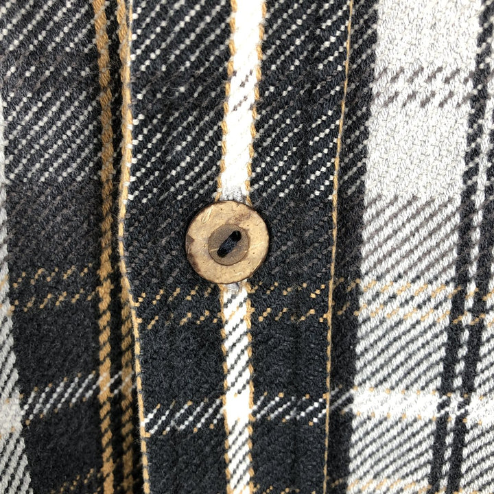 90'S St. John's Bay Check Pattern Long Sleeve Button-Down Heavy Flannel Shirt, Men's Size XL cotton gray type Vintage Second Hand