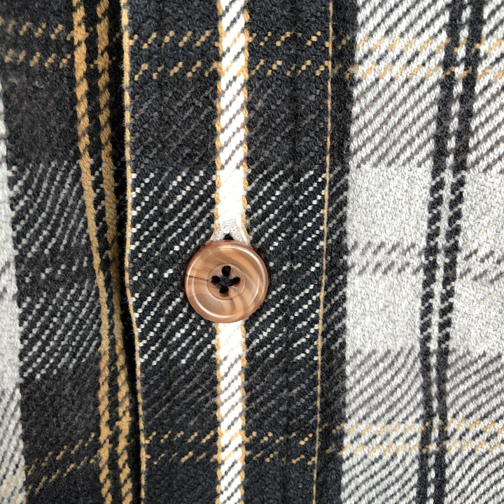 90'S St. John's Bay Check Pattern Long Sleeve Button-Down Heavy Flannel Shirt, Men's Size XL cotton gray type Vintage Second Hand