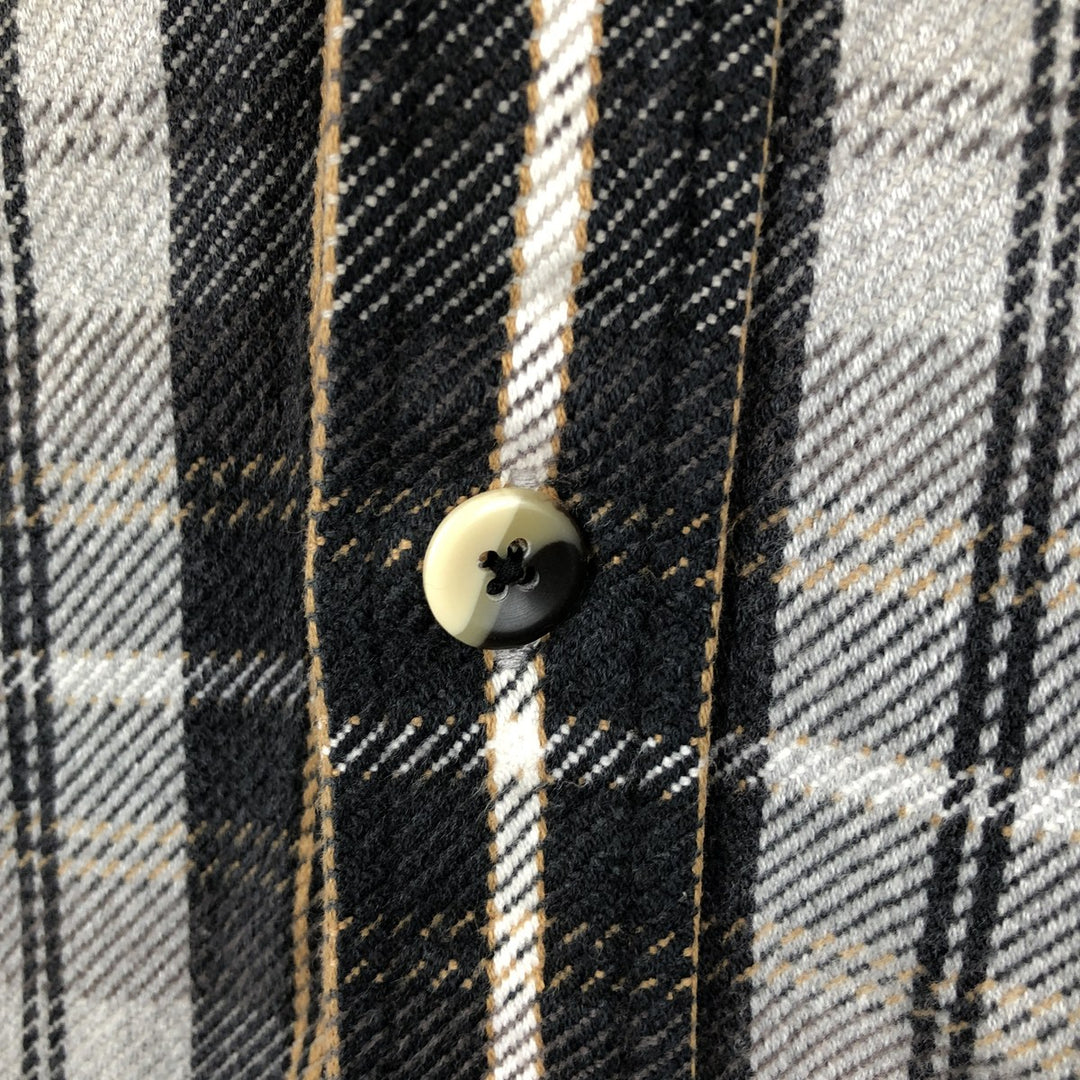 90'S St. John's Bay Check Pattern Long Sleeve Button-Down Heavy Flannel Shirt, Men's Size XL cotton gray type Vintage Second Hand