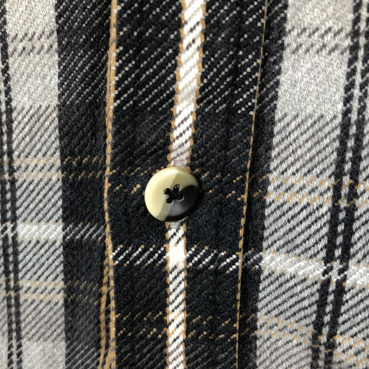 90'S St. John's Bay Check Pattern Long Sleeve Button-Down Heavy Flannel Shirt, Men's Size XL cotton gray type Vintage Second Hand