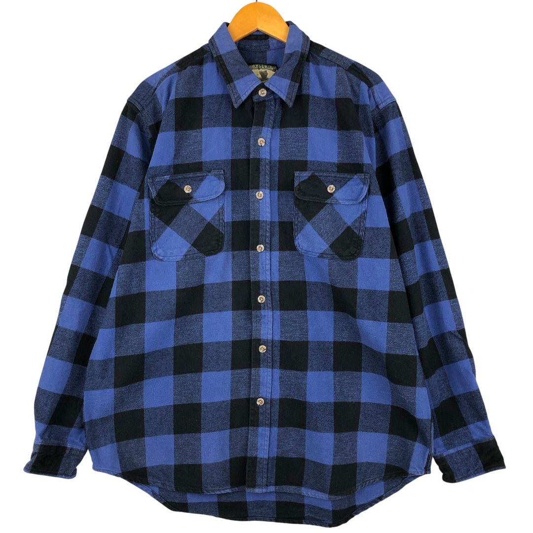 FIELD AND STREAM Buffalo Check Long Sleeve Heavy Flannel Check Shirt Men's XL cotton blue type Vintage Second Hand