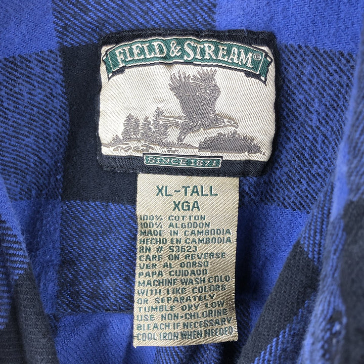 FIELD AND STREAM Buffalo Check Long Sleeve Heavy Flannel Check Shirt Men's XL cotton blue type Vintage Second Hand