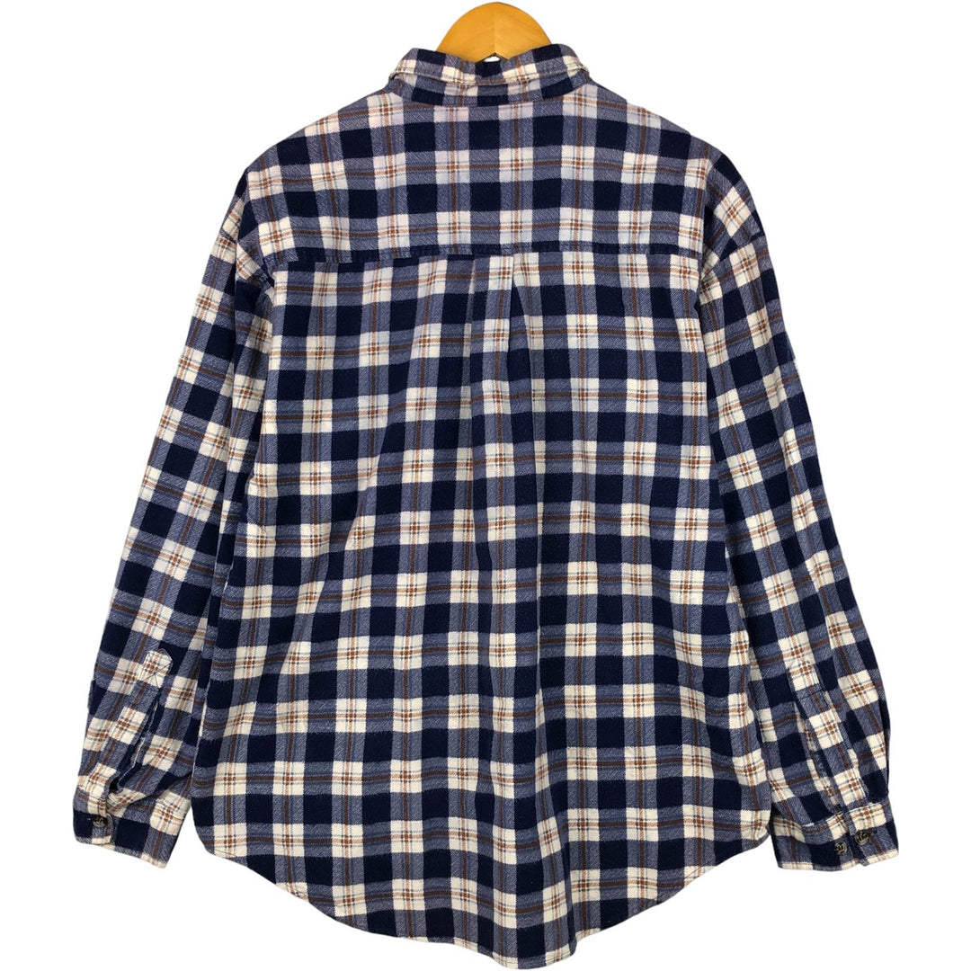 West Point Long Sleeve Flannel Check Shirt, Men's XL cotton navy blue type Vintage Second Hand
