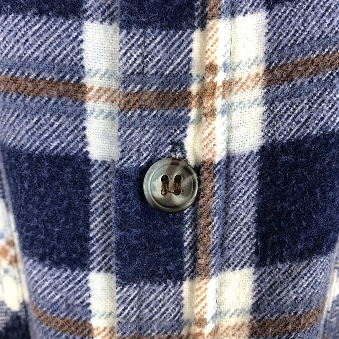 West Point Long Sleeve Flannel Check Shirt, Men's XL cotton navy blue type Vintage Second Hand