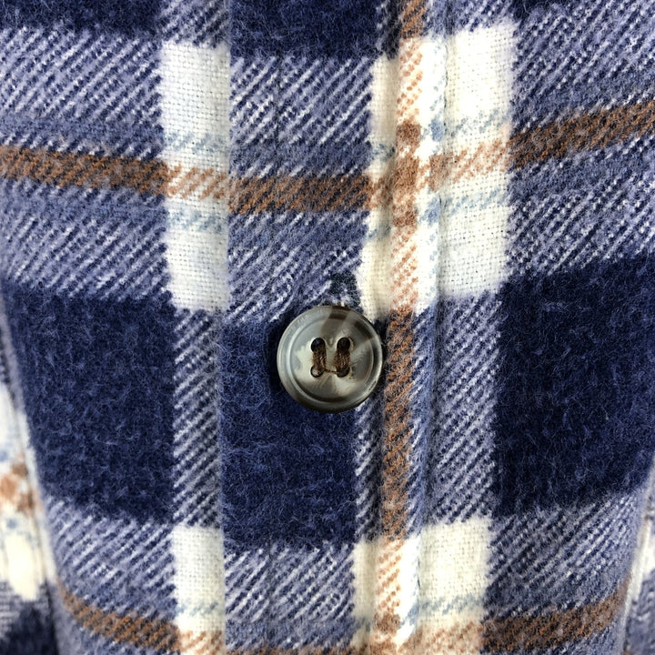 West Point Long Sleeve Flannel Check Shirt, Men's XL cotton navy blue type Vintage Second Hand