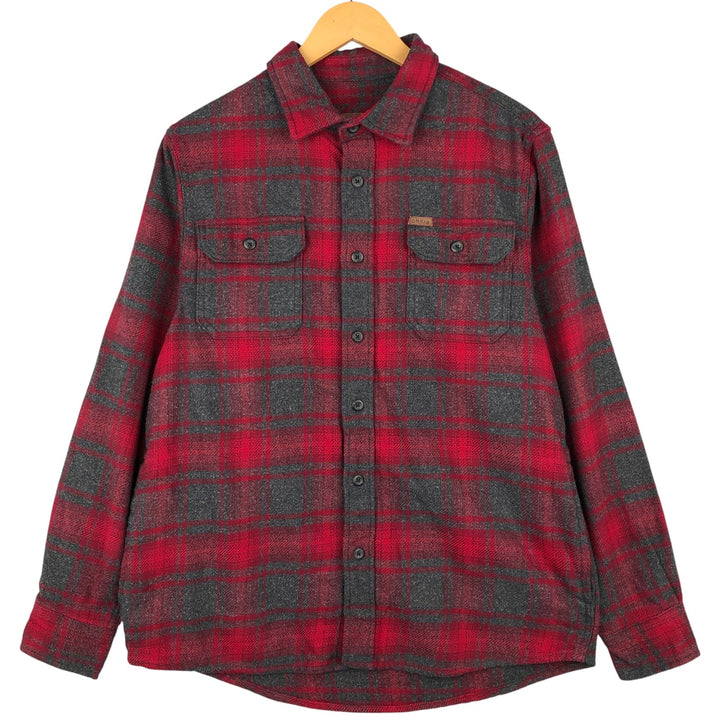 Orvis Wide Collar Long Sleeve Heavy Flannel Shirt, Men's Size Medium cotton red type Vintage Second Hand