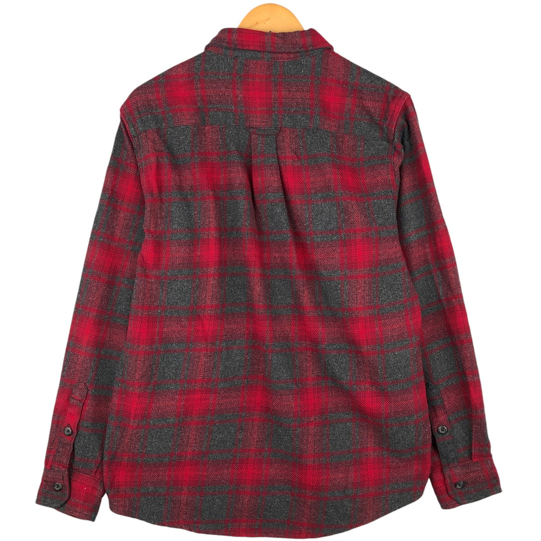 Orvis Wide Collar Long Sleeve Heavy Flannel Shirt, Men's Size Medium cotton red type Vintage Second Hand