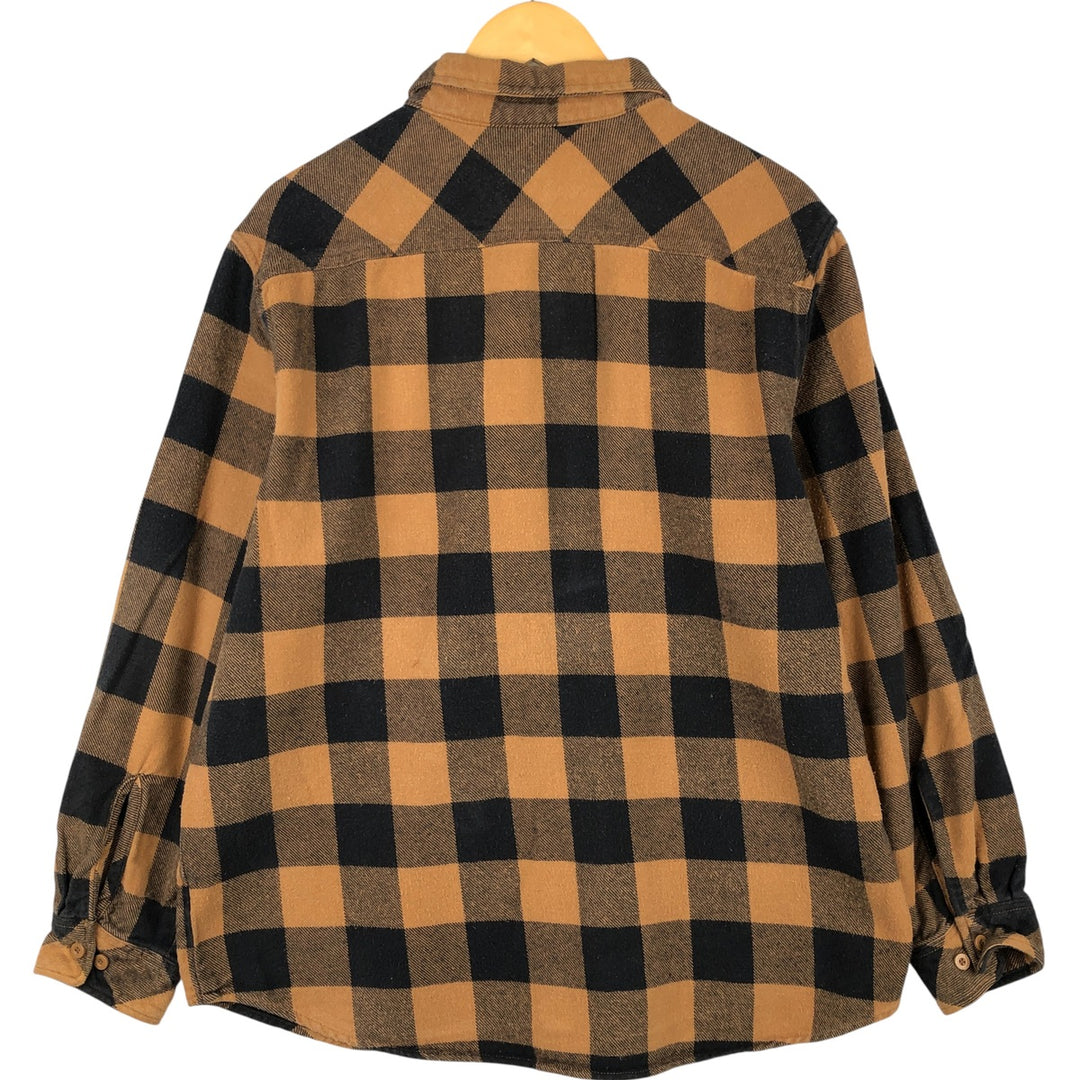 Dickies Buffalo Check Long Sleeve Heavy Flannel Check Shirt, Men's Size XL cotton ocher yellow type Vintage Second Hand