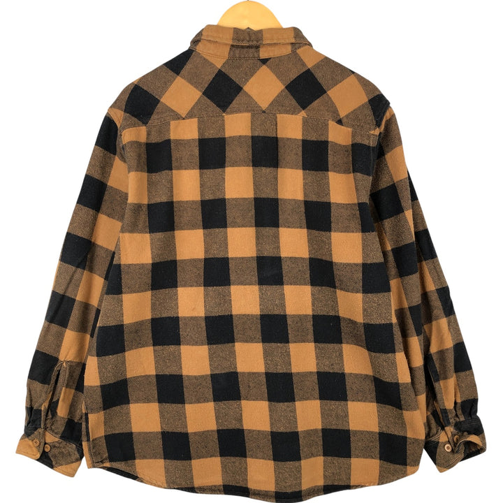 Dickies Buffalo Check Long Sleeve Heavy Flannel Check Shirt, Men's Size XL cotton ocher yellow type Vintage Second Hand