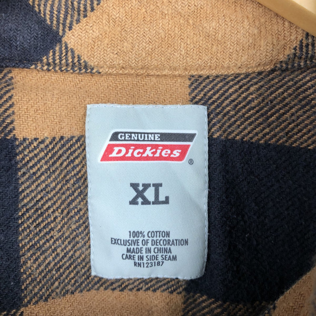 Dickies Buffalo Check Long Sleeve Heavy Flannel Check Shirt, Men's Size XL cotton ocher yellow type Vintage Second Hand