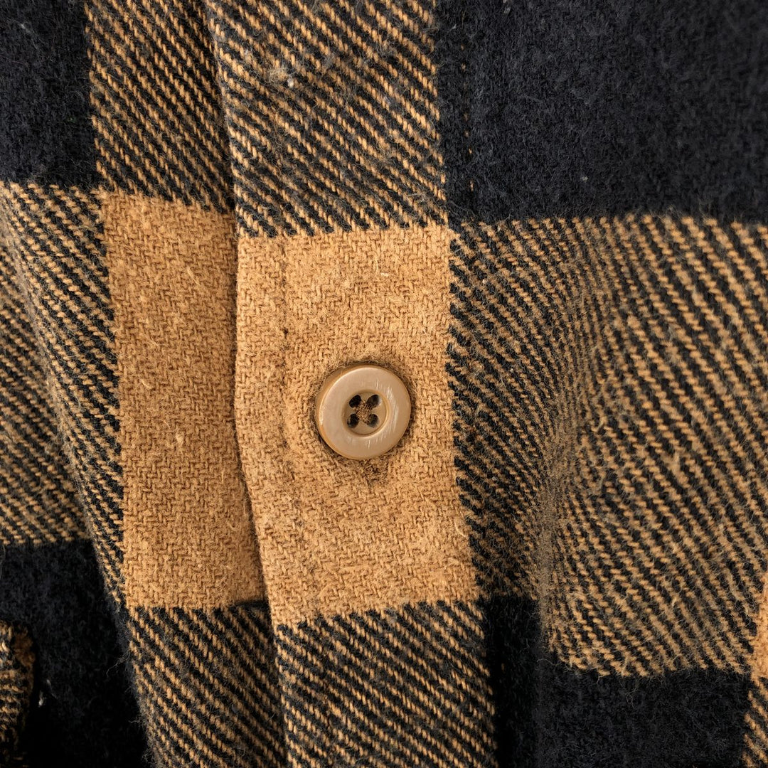 Dickies Buffalo Check Long Sleeve Heavy Flannel Check Shirt, Men's Size XL cotton ocher yellow type Vintage Second Hand