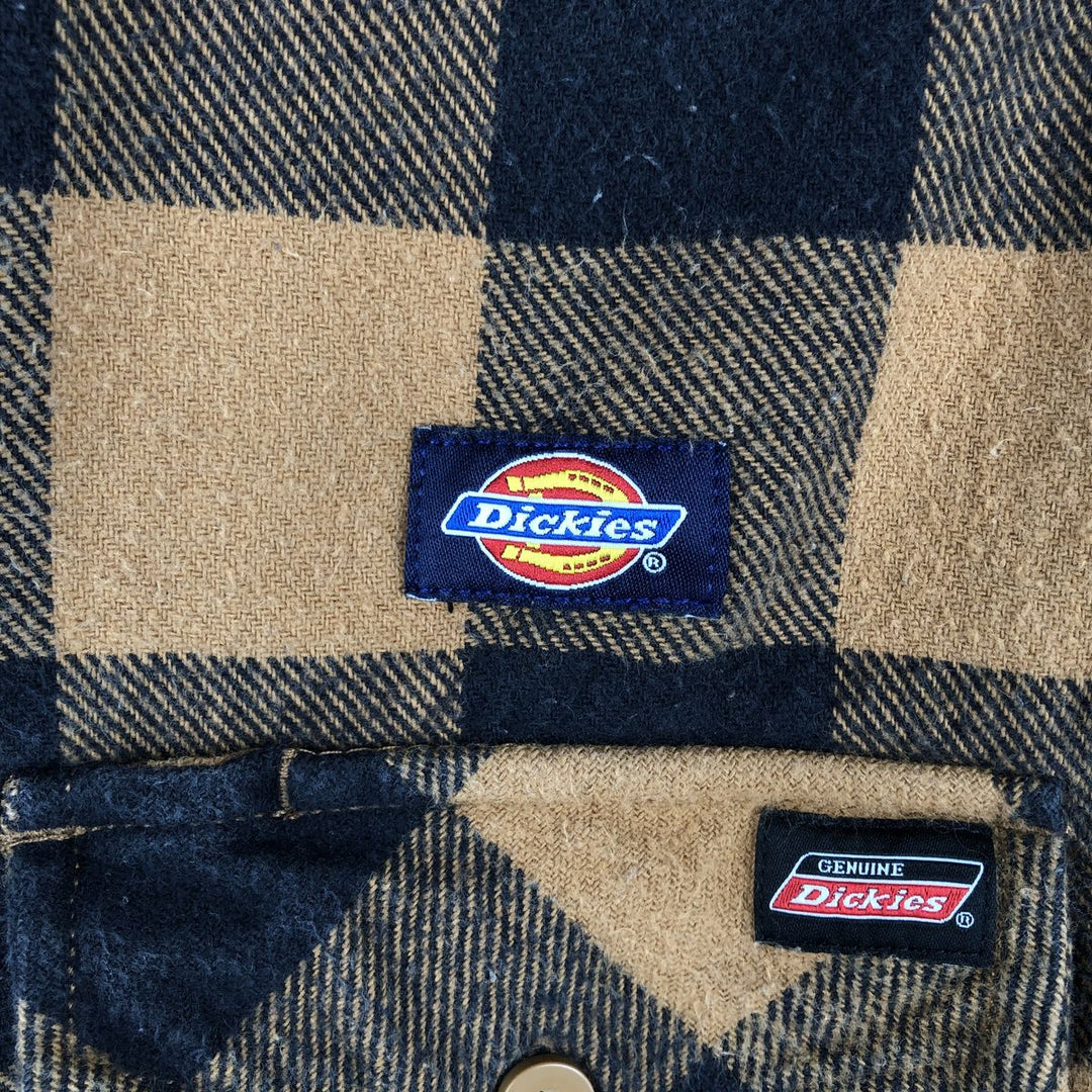 Dickies Buffalo Check Long Sleeve Heavy Flannel Check Shirt, Men's Size XL cotton ocher yellow type Vintage Second Hand