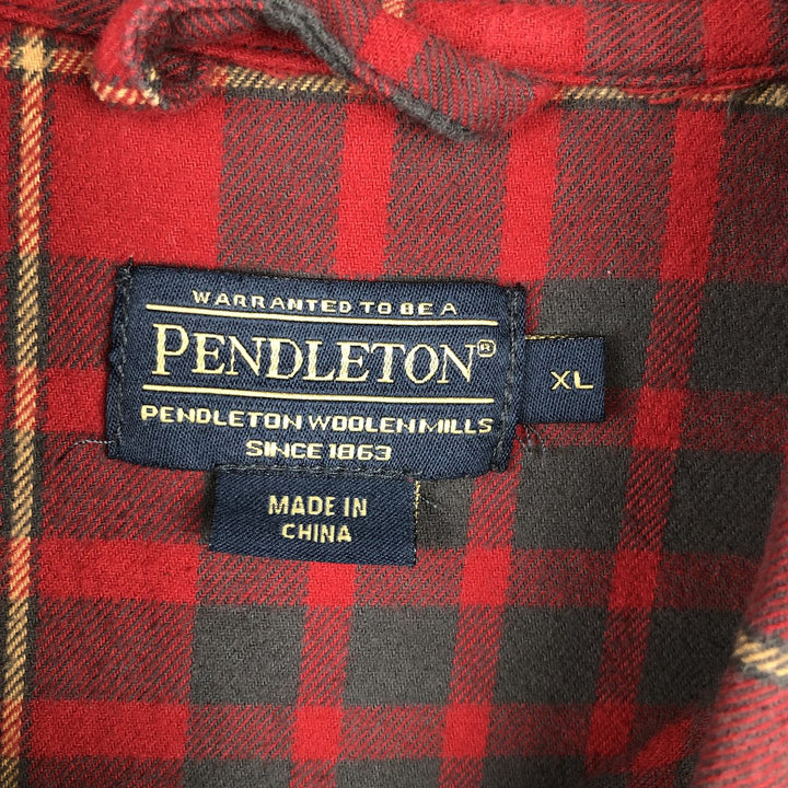Pendleton Long Sleeve Flannel Check Shirt, Box Shirt, Men's XL cotton red type Vintage Second Hand