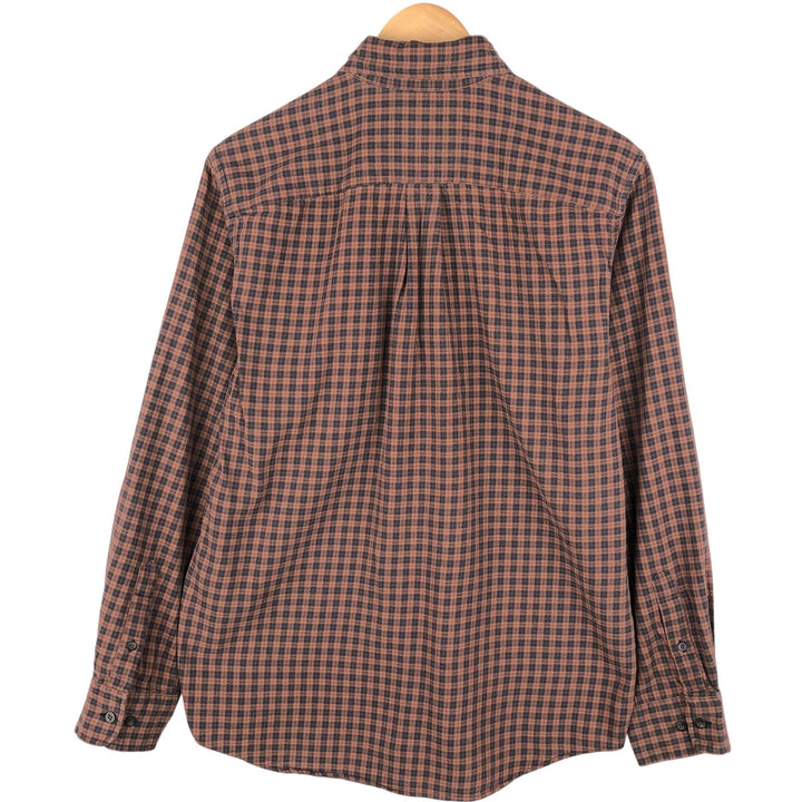 2000'S Eddie Bauer Relaxed Fit Check Pattern Long Sleeve Light Flannel Shirt, Men's Size Small cotton brown type Vintage Second Hand