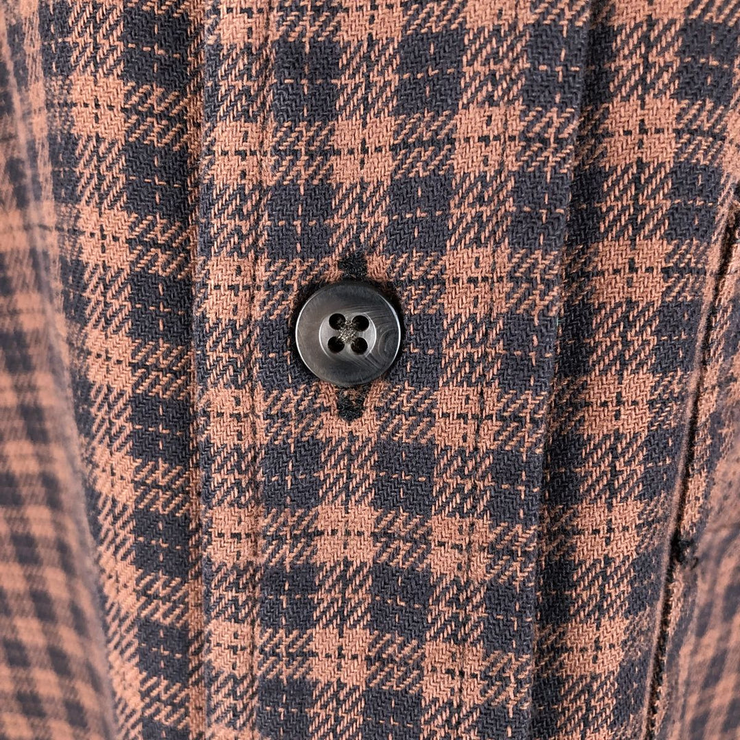 2000'S Eddie Bauer Relaxed Fit Check Pattern Long Sleeve Light Flannel Shirt, Men's Size Small cotton brown type Vintage Second Hand