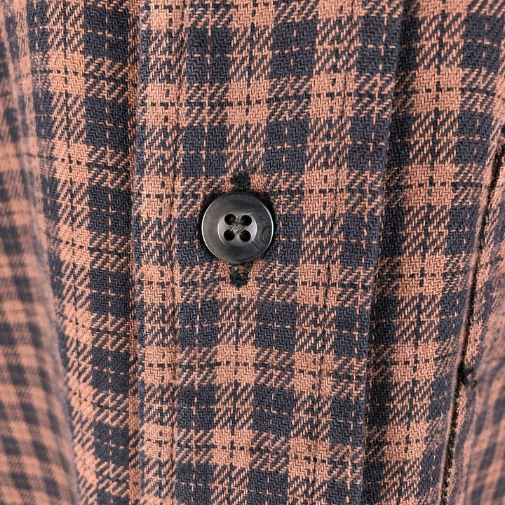 2000'S Eddie Bauer Relaxed Fit Check Pattern Long Sleeve Light Flannel Shirt, Men's Size Small cotton brown type Vintage Second Hand